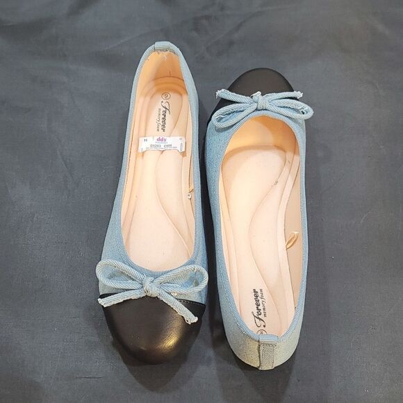 BRAND NEW FOREVER MEMORY FOAM DENIN BOWNOT WOMEN'S FLAT SHOE - Picture 4 of 14